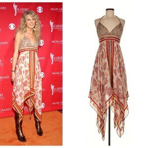 ASO TAYLOR SWIFT Silk Halter Handkerchief Dress RARE EUC